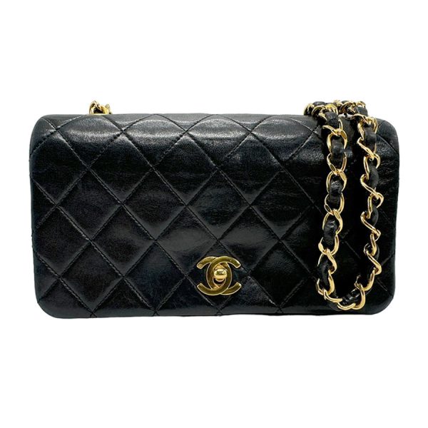 z1587 1 Chanel Matelasse Leather Crossbody Shoulder Bag Black