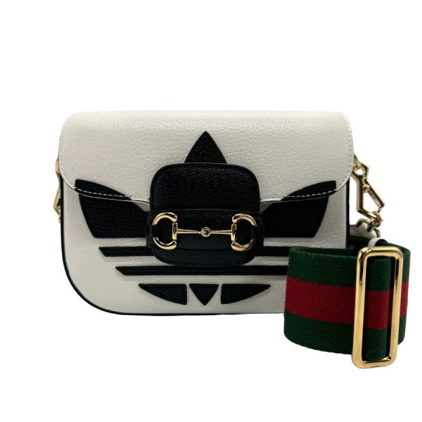 z1590 1 Gucci Shoulder Bag X Adidas Leather White