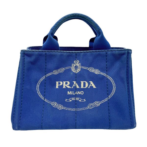 z1592 1 Prada Canapa Canvas Handbag Blue