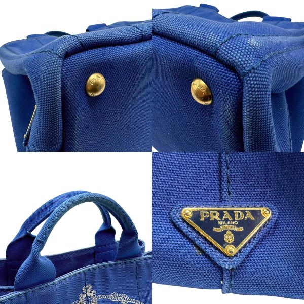 z1592 10 c Prada Canapa Canvas Handbag Blue