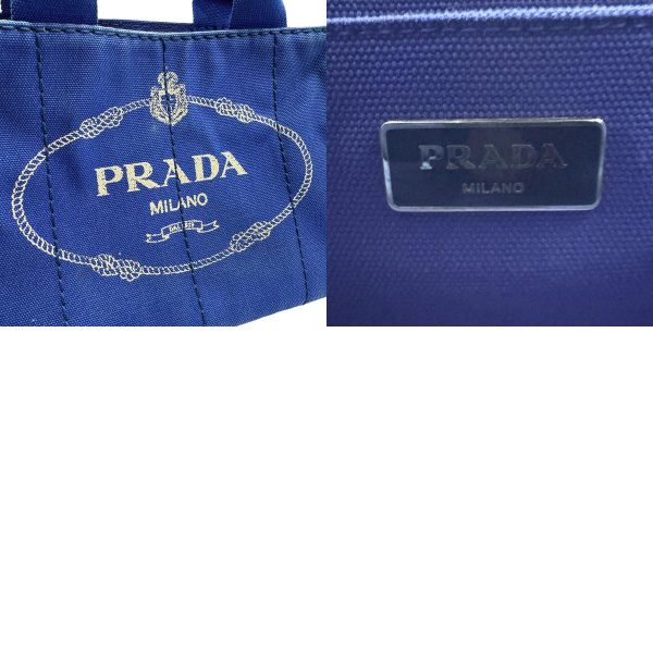 z1592 14 c Prada Canapa Canvas Handbag Blue