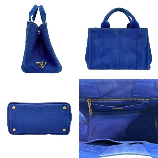 z1592 2 c Prada Canapa Canvas Handbag Blue