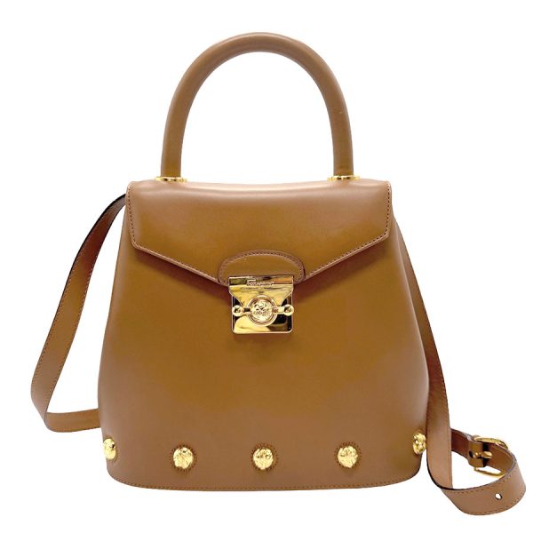 z1634 1 Salvatore Ferragamo Handbag Shoulder Bag Leather Camel