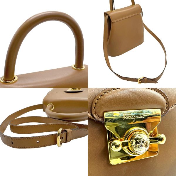 z1634 10 c Salvatore Ferragamo Handbag Shoulder Bag Leather Camel