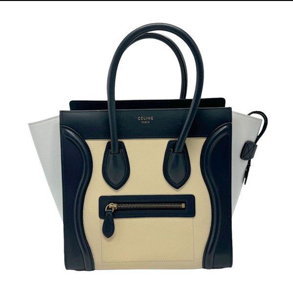 z1661 1 Celine Leather Handbag Navy