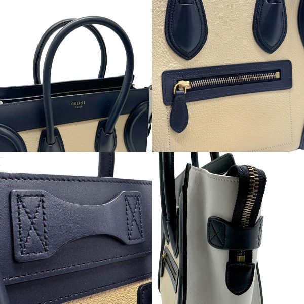 z1661 10 c Celine Leather Handbag Navy