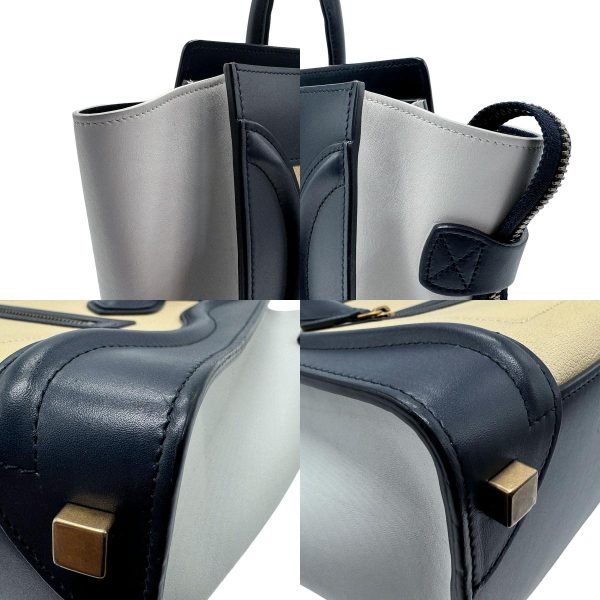 z1661 6 c Celine Leather Handbag Navy