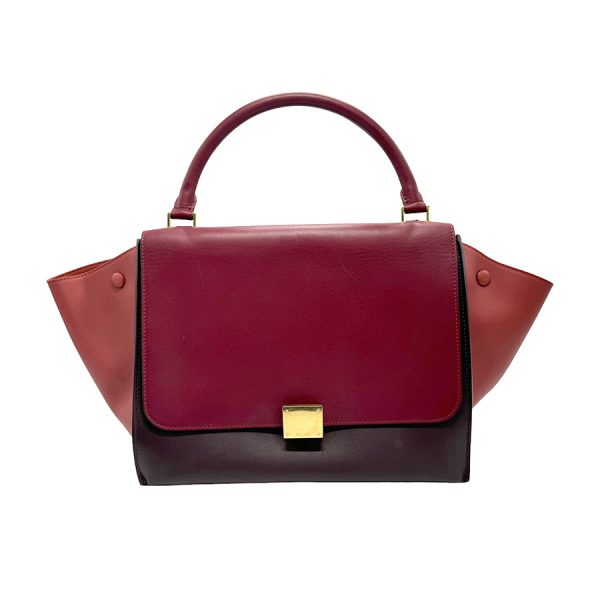 z1663 1 Celine Leather Handbag Wine