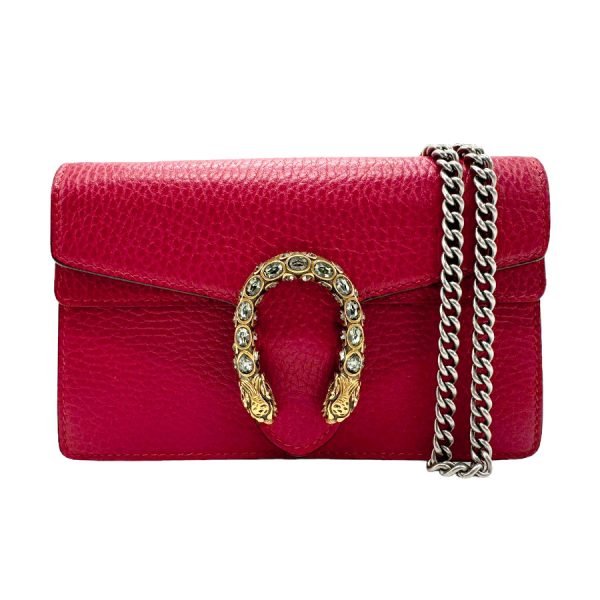 z1670 1 Gucci Dionysus Leather Shoulder Bag Red