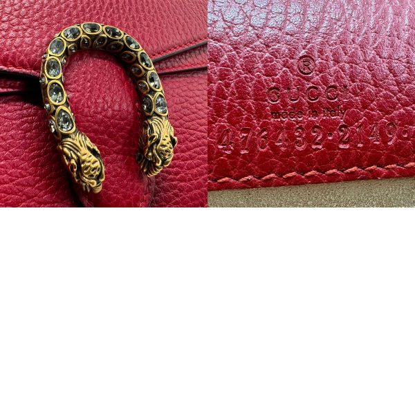 z1670 11 c Gucci Dionysus Leather Shoulder Bag Red