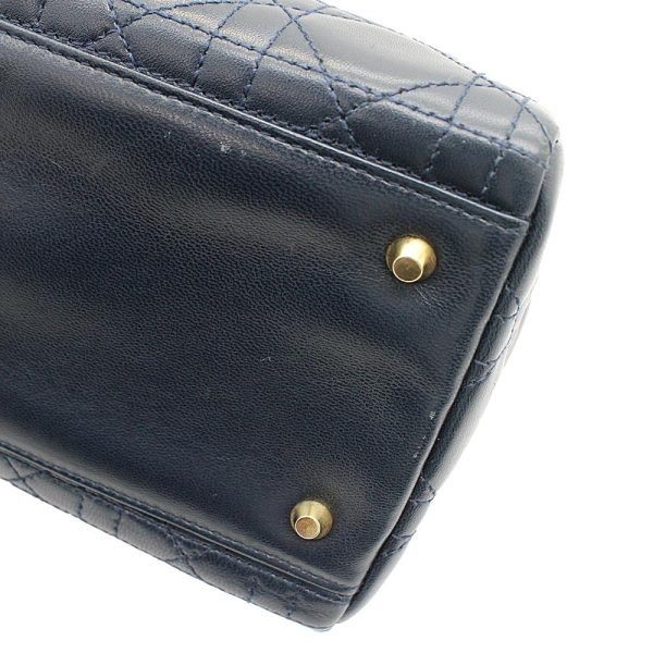 z23 3751 11 Christian Dior Lady Dior Cannage Lambskin Shoulder Bag Navy