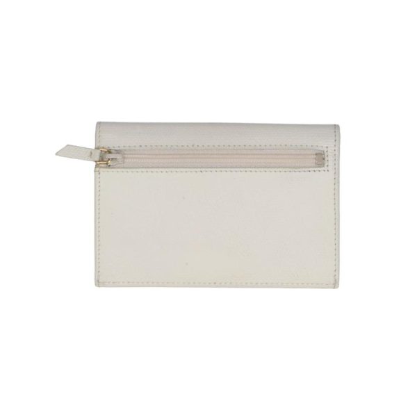 00059 2 Chanel Coco Button Card Case White Key Ring Gold