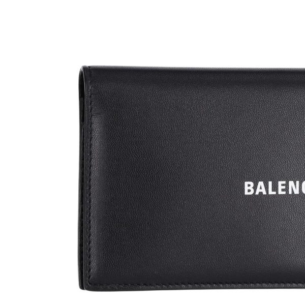 00097 7 Balenciaga Leather Fold Wallet Bag Black