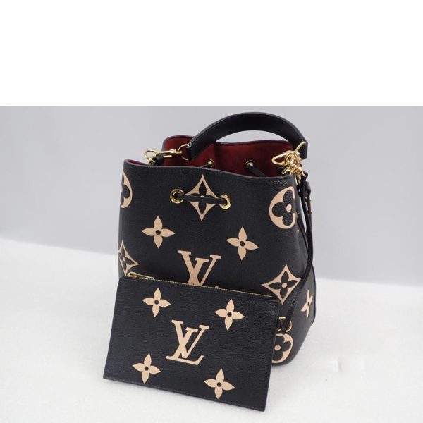 00199 7 Louis Vuitton Neonoe MM Bag Black Beige