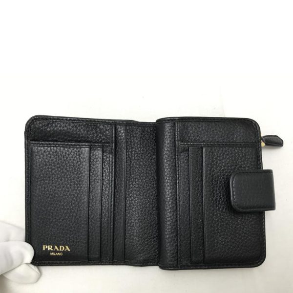 00202 3 Prada Saffiano Metal Bi Fold Wallet Bag Black