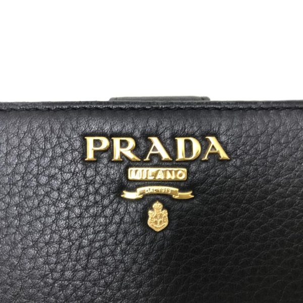 00202 7 Prada Saffiano Metal Bi Fold Wallet Bag Black