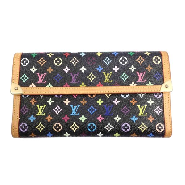 00226 2 Louis Vuitton Porte Tresor Monogram Multicolor Wallet Bag Brown