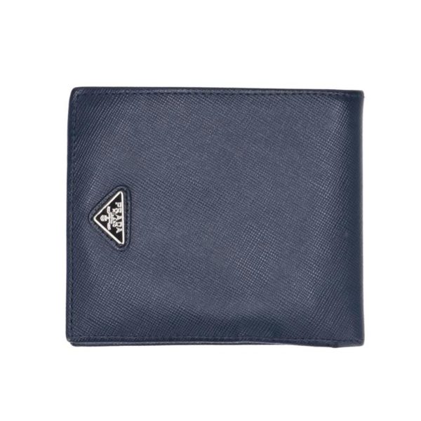 00236 1 Prada Saffiano Bi Fold Wallet Navy White