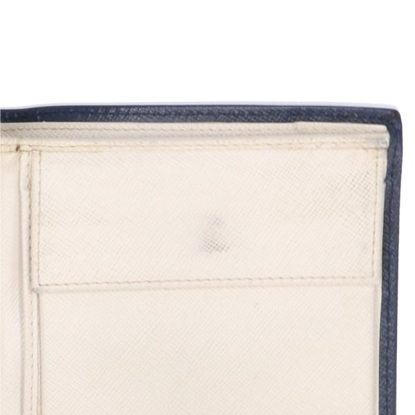 00236 6 Prada Saffiano Bi Fold Wallet Navy White