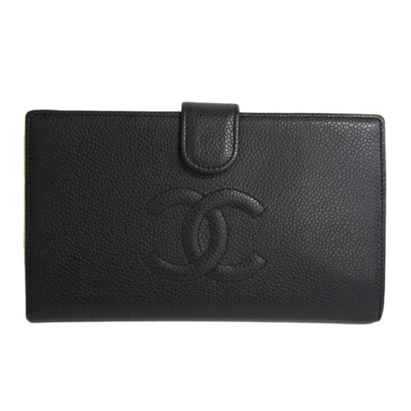 00297 1 Chanel Caviar Long Wallet Bag Black