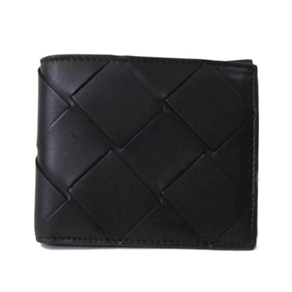 00403 1 Bottega Veneta Maxi Intrecciato 2 Fold Wallet Black