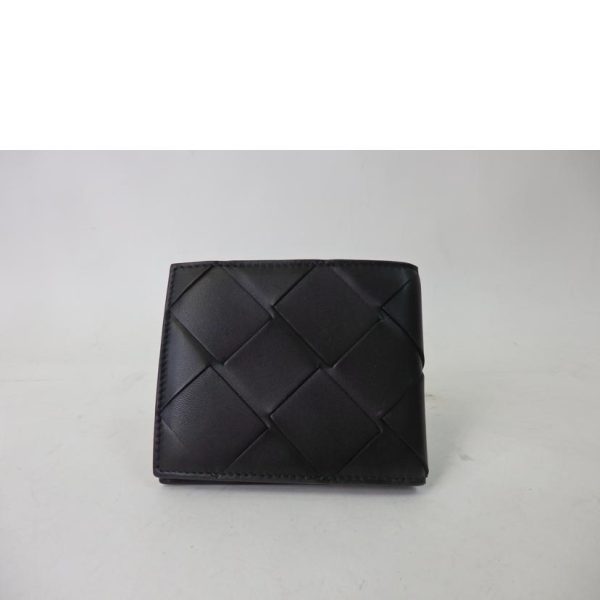 00403 2 Bottega Veneta Maxi Intrecciato 2 Fold Wallet Black