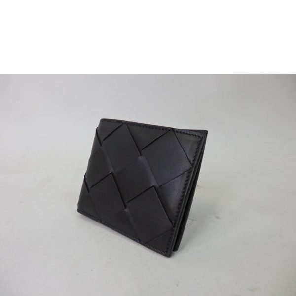 00403 3 Bottega Veneta Maxi Intrecciato 2 Fold Wallet Black