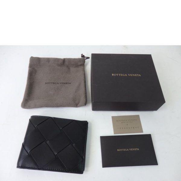 00403 7 Bottega Veneta Maxi Intrecciato 2 Fold Wallet Black