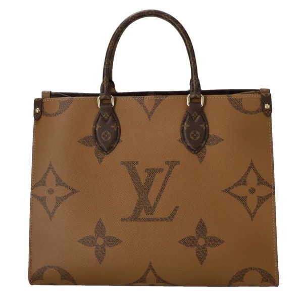 00481 2 Louis Vuitton On the Go MM Monogram Reverse Tote Bag Brown