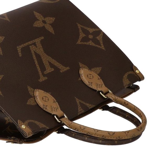 00481 5 Louis Vuitton On the Go MM Monogram Reverse Tote Bag Brown