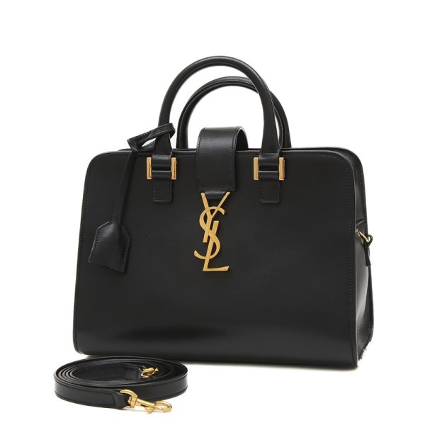 005248742 1 Saint Laurent Baby Cabas Leather 2WAY Bag Black Gold