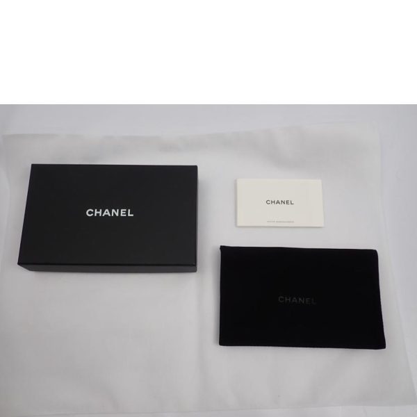 00639 8 Chanel Caviar Skin Coco Mark Three Fold Wallet Black