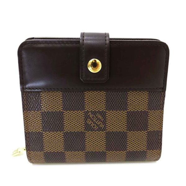 00745 1 Louis Vuitton Compact Zip Damier Wallet Ebene Brown