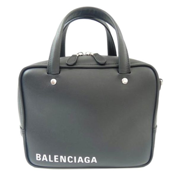 00849 1 Balenciaga Triangle Leather Solid Square Bag Black