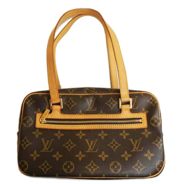 00892 2 Louis Vuitton Cite MM Monogram Tote Bag Brown