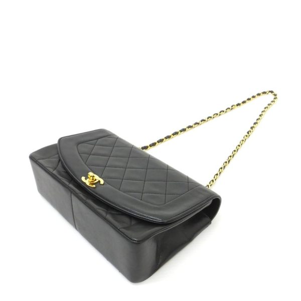 00950 3 Chanel Diana Flap Chain Shoulder Bag Lambskin Black