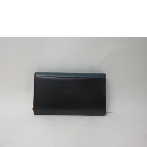 01009 2 Celine Calf Leather Large Flap Chain Wallet Bag