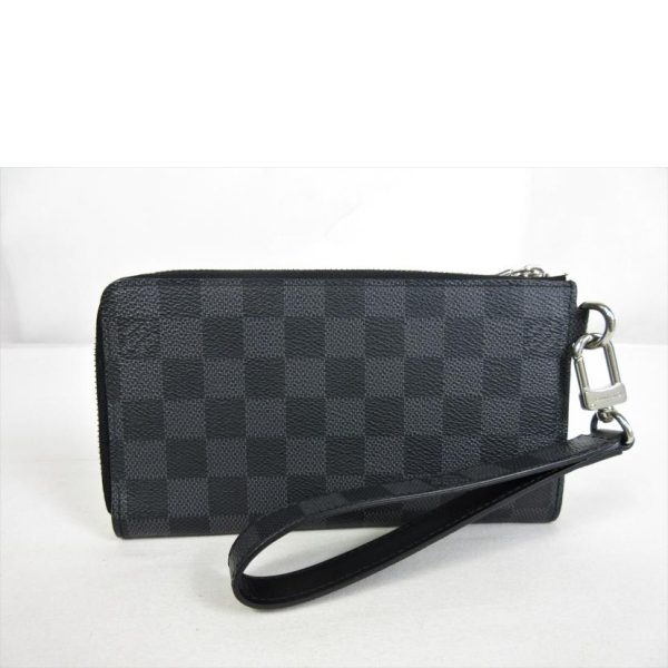 01058 2 Louis Vuitton Zippy Dragonne Wallet Damier Graphite Gray