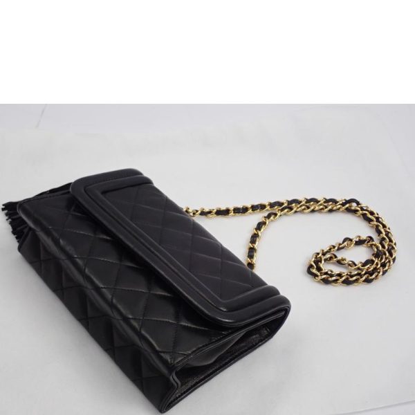 01063 3 Chanel Chain Shoulder Bag Black