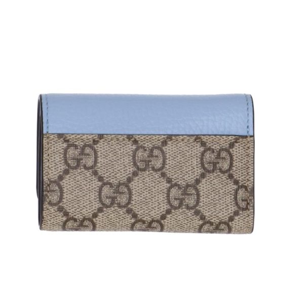 01080 2 Gucci GG Marmont 6 Key Case Wallet Brown Light Blue