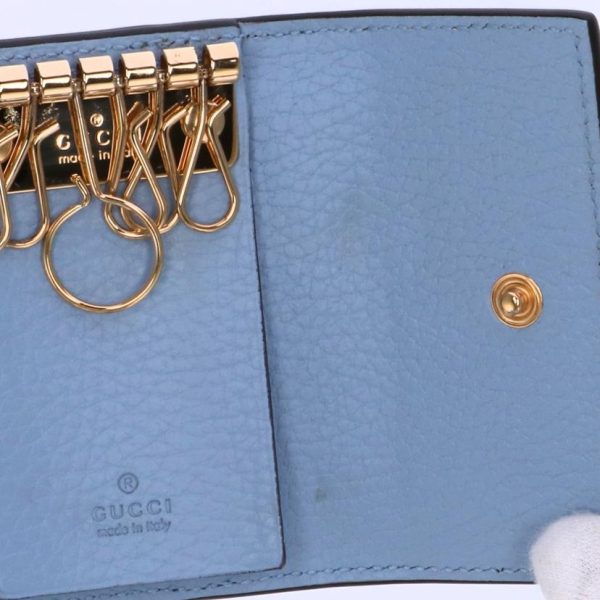 01080 4 Gucci GG Marmont 6 Key Case Wallet Brown Light Blue