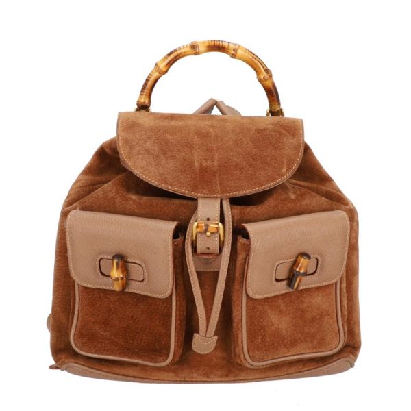 01123 1 Gucci Bamboo Backpack Brown