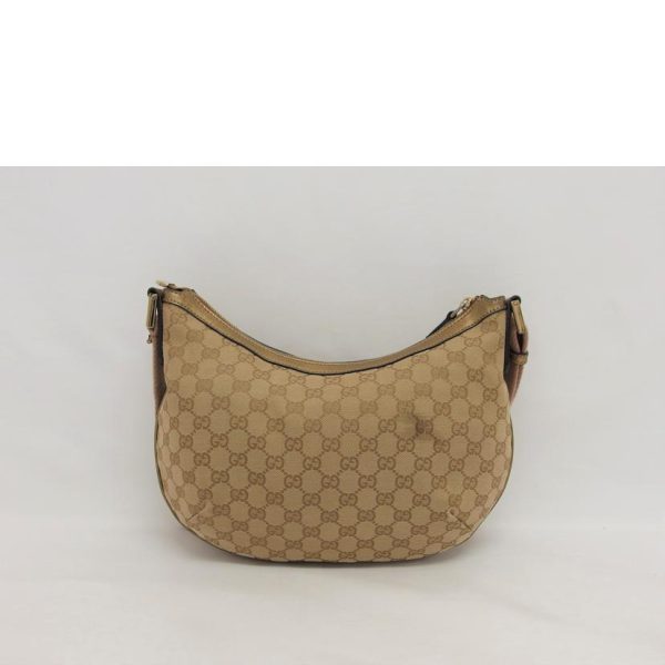 01155 2 Gucci GG Canvas Shoulder Bag Beige Gold