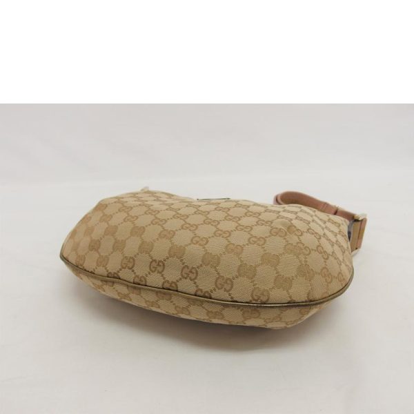 01155 3 Gucci GG Canvas Shoulder Bag Beige Gold