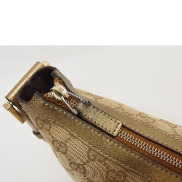 01155 5 Gucci GG Canvas Shoulder Bag Beige Gold