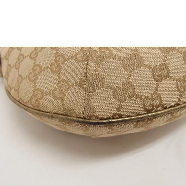 01155 9 Gucci GG Canvas Shoulder Bag Beige Gold