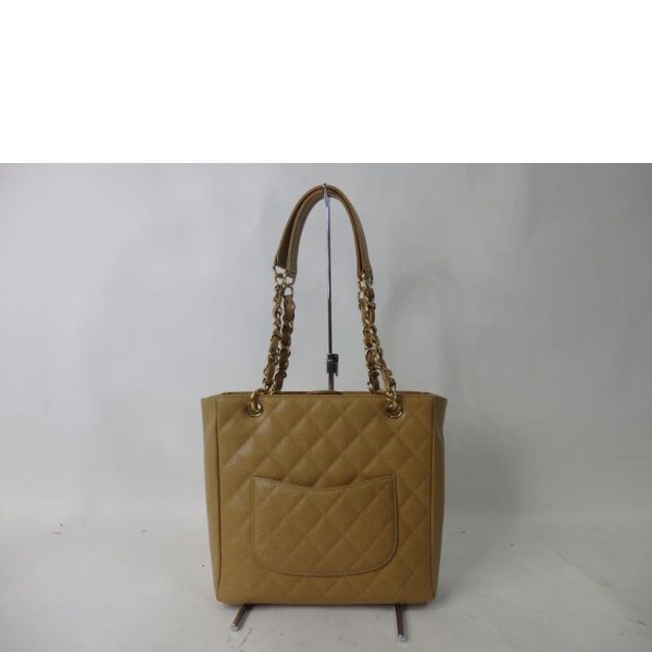 01193 2 Chanel Caviar Skin PST Tote Bag Light Brown