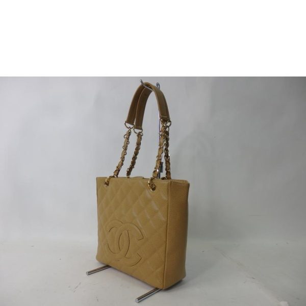 01193 3 Chanel Caviar Skin PST Tote Bag Light Brown