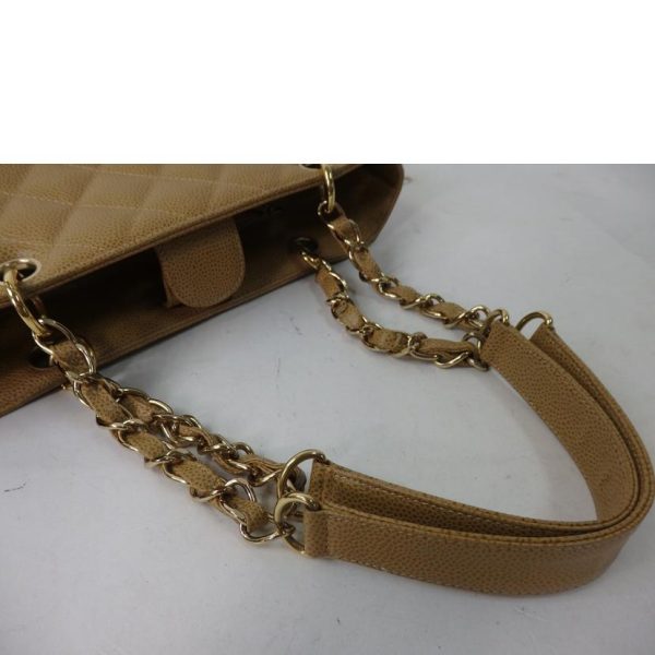 01193 5 Chanel Caviar Skin PST Tote Bag Light Brown