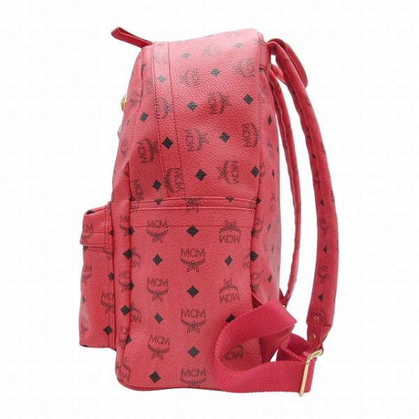 012 202405300454 2 MCM Visetos Studded Rucksack Backpack Leather Pink